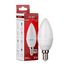 LED лампа Е14 С37 10W нейтральная белая 4100К SIVIO — купить в интернет-магазине «Світлонія»