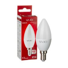 LED лампа Е14 С37 6W тепла біла 3000К SIVIO — купити в інтернет-магазині «Світлонія»
