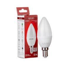 LED лампа Е14 С37 6W нейтральная белая 4100К SIVIO — купить в интернет-магазине «Світлонія»