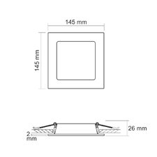 LED світильник Back вбудований квадрат VIDEX 9W 5000K