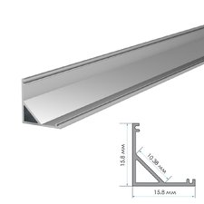 LED профіль кутовий ЛПК анодований (16х16мм) 2м з розсіювачем у комплекті