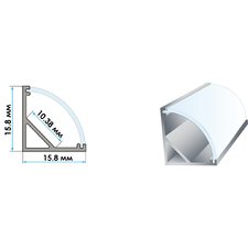 LED профіль кутовий ЛПК анодований (16х16мм) 2м з розсіювачем у комплекті