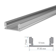 LED профіль накладний ЛП-7 (17х7мм) 2м з напівматовим розсіювачем у комплекті 