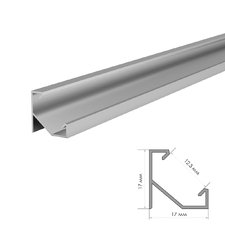 LED профиль угловой ЛПУ (17х17мм) 2м с рассеивателем в комплекте