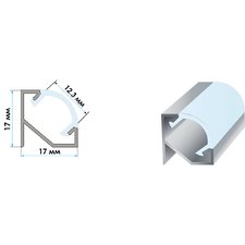 LED профиль угловой ЛПУ (17х17мм) 2м с рассеивателем в комплекте