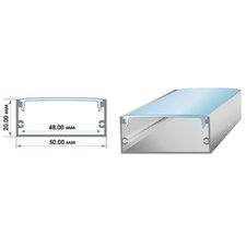 LED профиль широкий накладной ЛП-20 (50х20мм) 2м с рассеивателем в комплекте