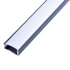LED профиль накладной ЛП не анодированный,черный (15х6мм) 2м с белым рассеивателем в комплекте