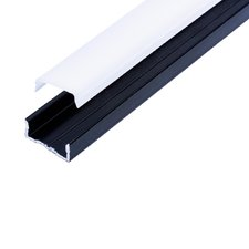 LED профиль накладной ЛП не анодированный,черный (15х6мм) 2м с белым рассеивателем в комплекте