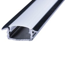 LED профіль чорний врізний ЛПВ-7 не анодований (16х7мм) 2м з матовим розсіювачем у комплекті