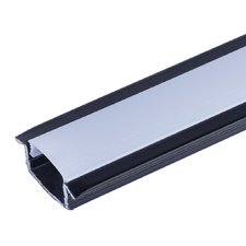 LED профіль чорний врізний ЛПВ-7 не анодований (16х7мм) 2м з матовим розсіювачем у комплекті