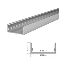 LED профиль накладной ЛП-10 (23х10мм) 2м с полуматовым рассеивателем в комплекте — купить в интернет-магазине «Світлонія»