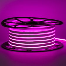 Неоновая лента светодиодная розовая 24V силикон 6х12 AVT - smd2835 120LED/м 9Вт/м IP65