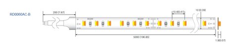 Світлодіодна стрічка RISHANG 60-5050-24V-IP20 10.8W 2700K/6500K 5м (RD0060AC-B-MW)