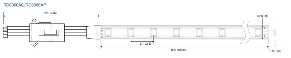 LED стрічка RISHANG 60-5050-24V-IP33 12.9W RGB 5м (RD0060AP)