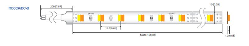 LED стрічка RISHANG 96-3528-24V-IP33 9W 2700K/6500K 5м (RD0096BC-B-MW)