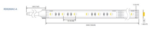 LED стрічка RISHANG 60-5050-24V-IP20 12.9/4.7W RGB+2700K 5м