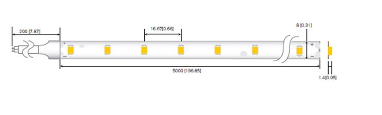 LED стрічка RISHANG 60-2835-12V-IP20 6W 505Lm 3000K 5м (RD0860TA-B-WW)