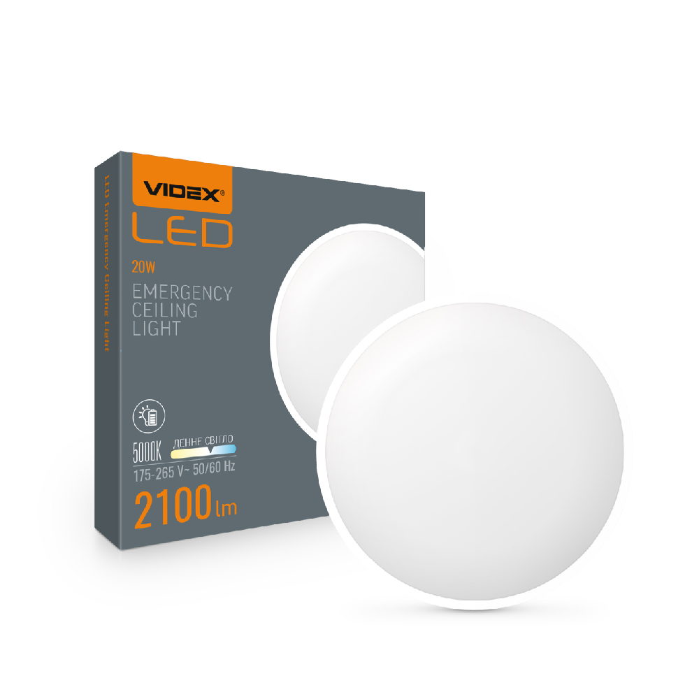 LED Светильник аварийный накладной VIDEX VL-CLR-EM200-2 20W 5000K 220V