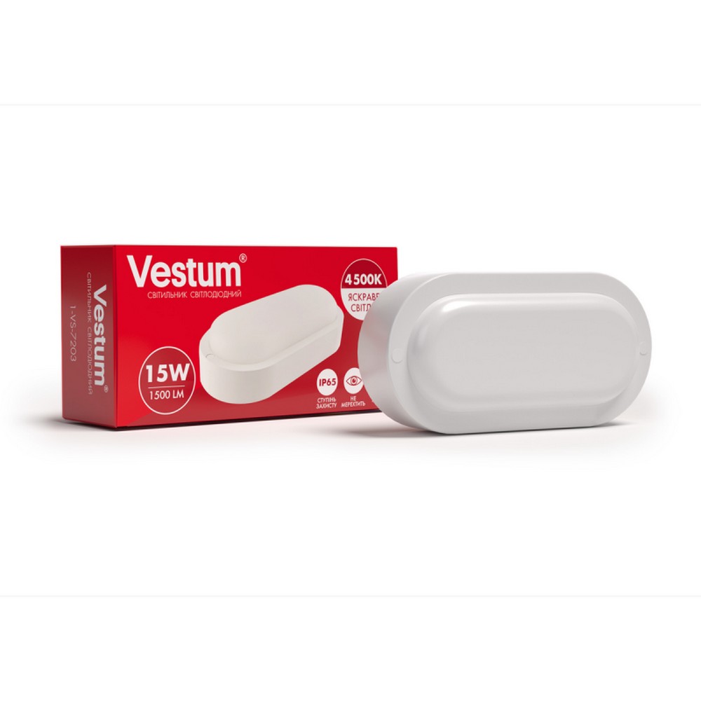 Светодиодный овальный светильник ЖКХ Vestum 15W 4500K 220V 1-VS-7203