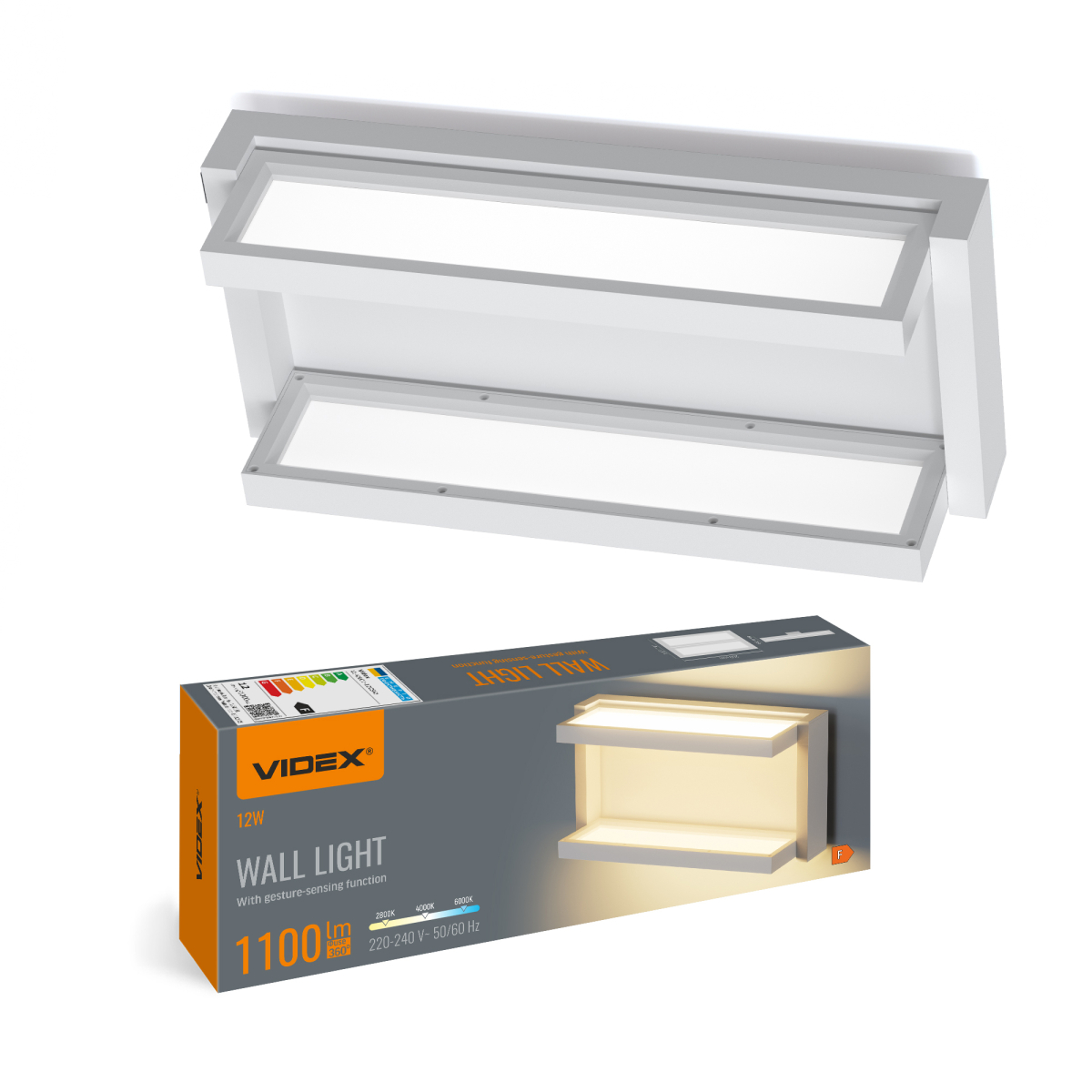 LED светильник настенный с сенсором VIDEX WL01 12W 2800K-4000K-6000K White