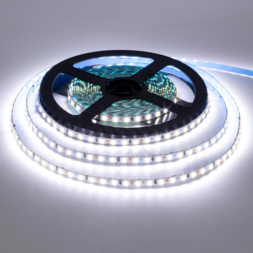 Світлодіодна стрічка 5mm холодна біла 12V AVT smd2835 120LED/м IP20