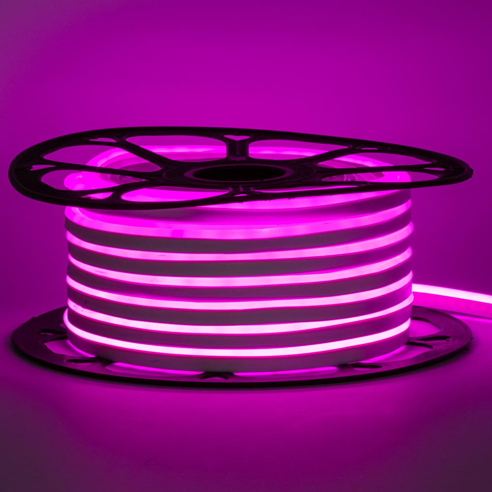 Неоновая лента светодиодная розовая AVT-1 220V smd2835 120LED/м 7Вт/м IP65