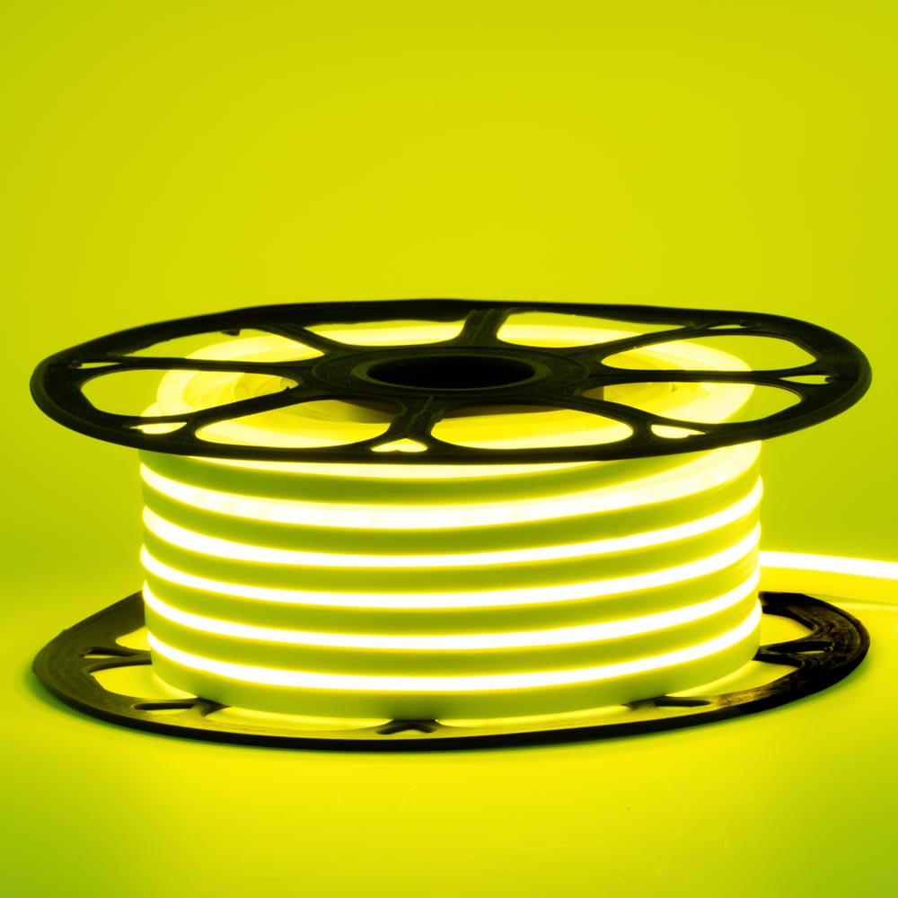 Неоновая лента светодиодная лимонно-желтая 12V 8х16 пвх smd2835 120LED/м 8Вт/м IP65