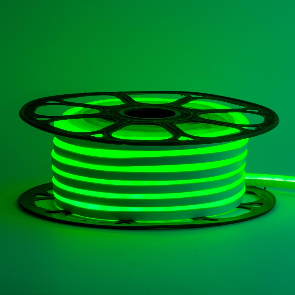 Неоновая лента светодиодная зеленая 24V силикон 6х12 AVT - smd2835 120LED/м 9Вт/м IP65