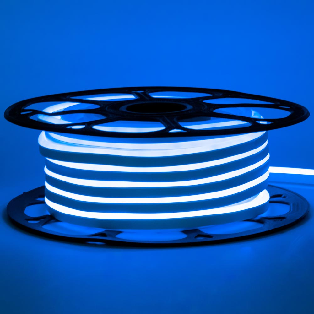 Неоновая лента светодиодная синяя 24V силикон 6х12 AVT - smd2835 120LED/м 9Вт/м IP65
