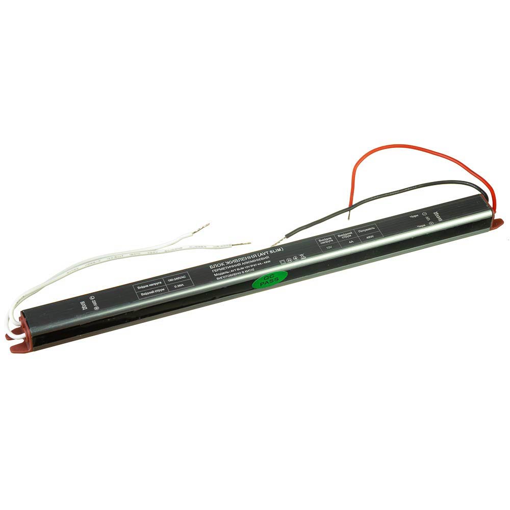 Блок питания узкий 12 В 4А 48Вт IP67 AVT SLIM