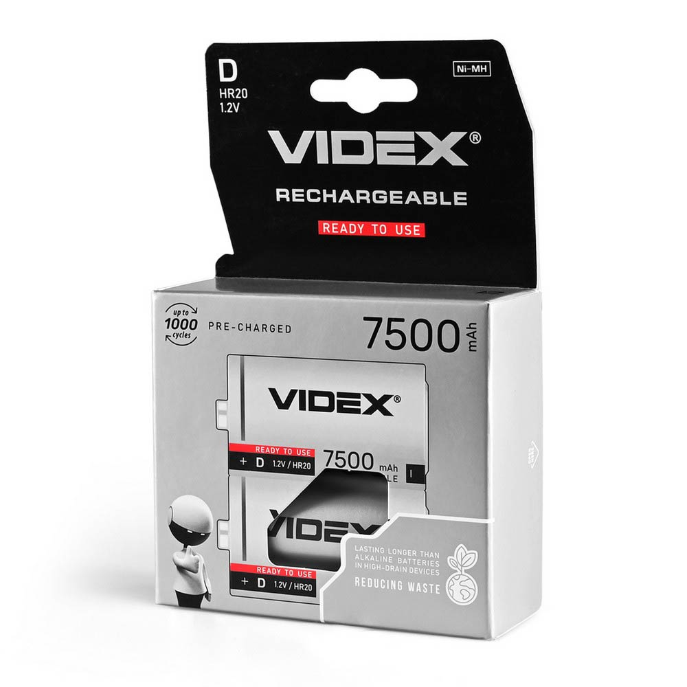 Акумулятори Videx HR20/D 7500mAh double blister/2шт