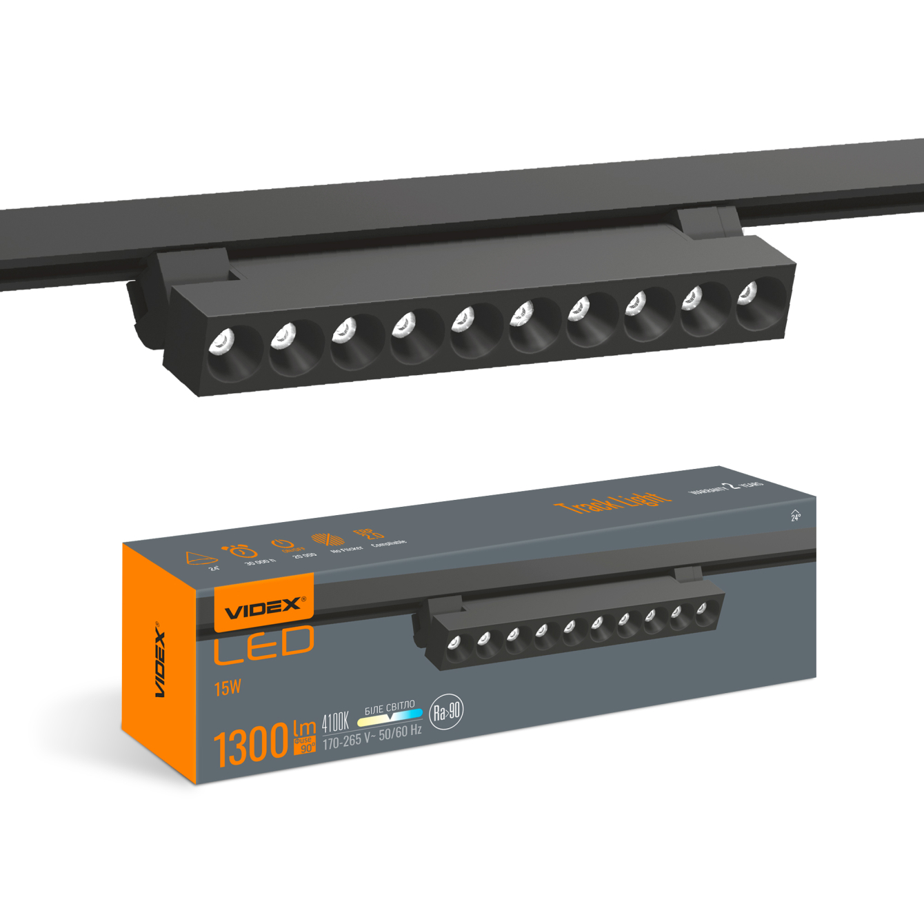 LED светильник трековый VIDEX TR06 15W 4100K 220V черный